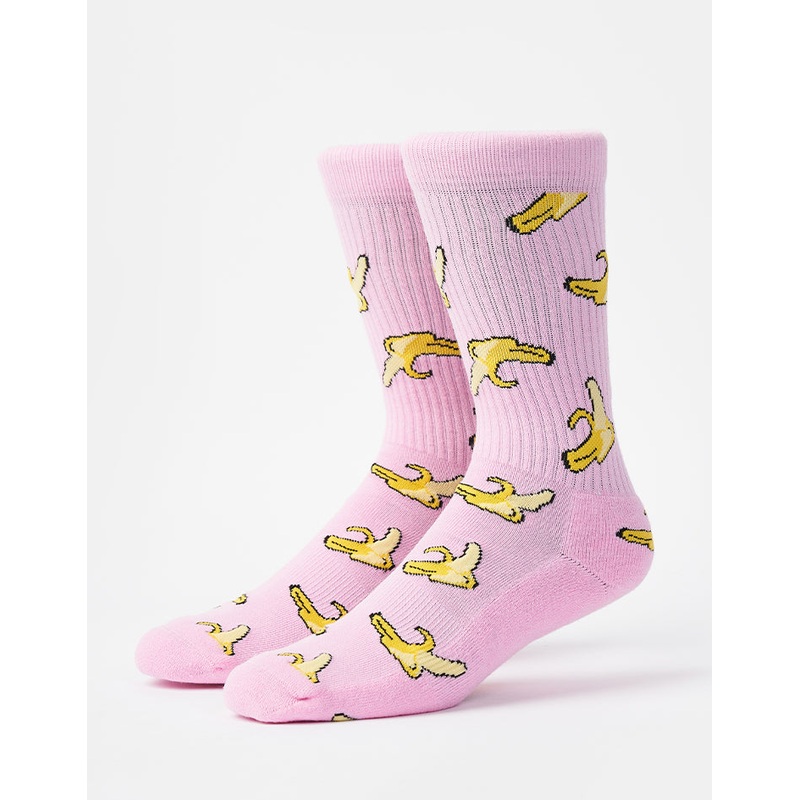 Route One Yellow Fatty Bean Crew Socks – Light Pink