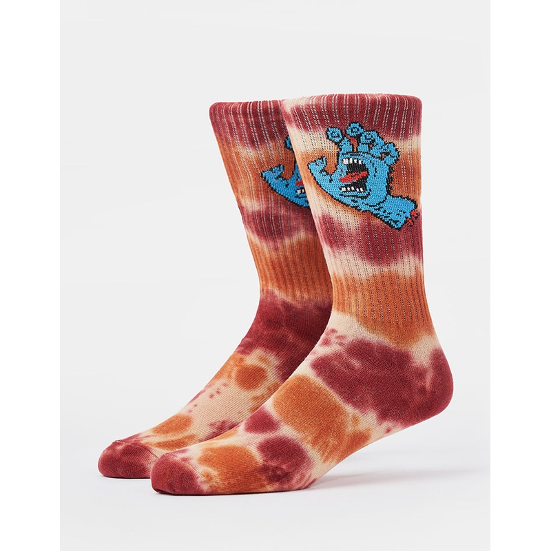 Santa Cruz Screaming Hand Tie Dye Crew Socks – Blonde Wood Tie Dye