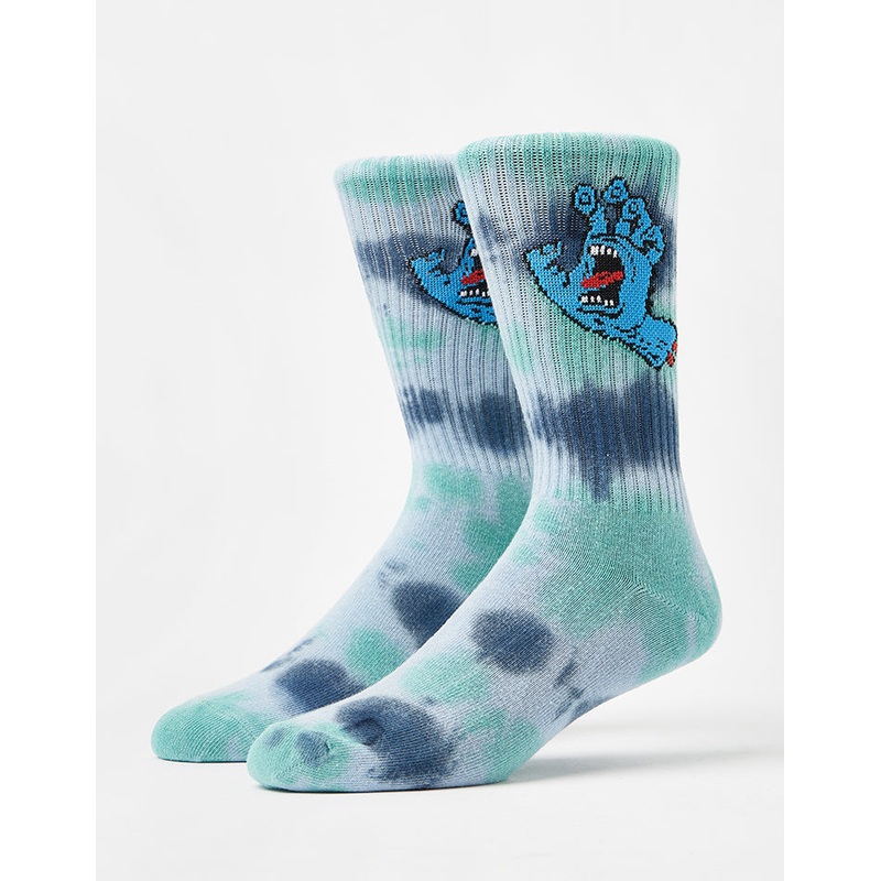 Santa Cruz Screaming Hand Tie Dye Crew Socks – Fresh Blue Tie Dye