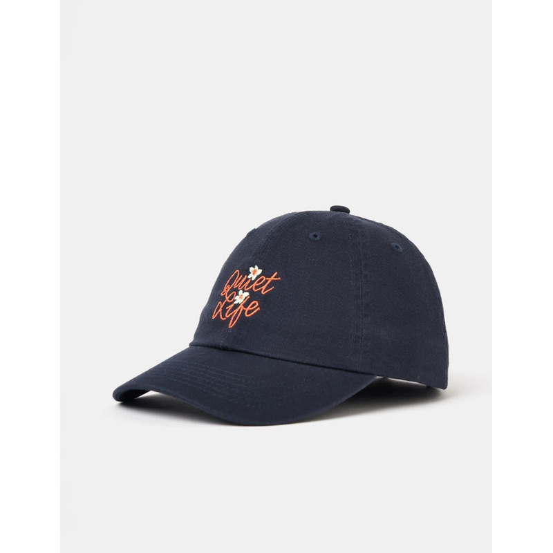 The Quiet Life Floral Script Dad Cap – Navy