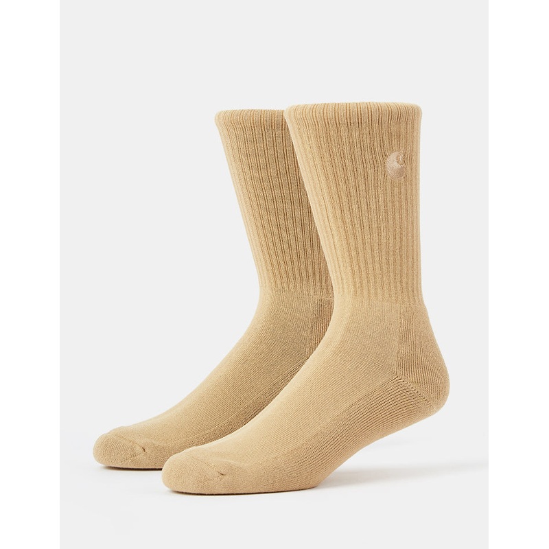 Carhartt WIP Hudson Crew Socks – Dusty H Brown/Chalk Wash