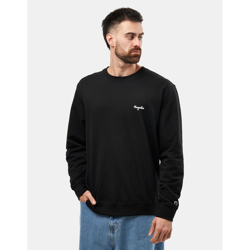 Magenta Script Crewneck – Black