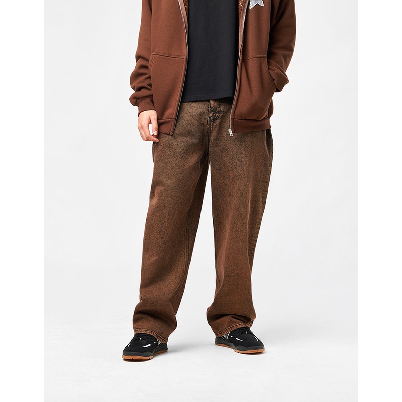 Route One Baggy Denim Jeans – Burnt Mahogony