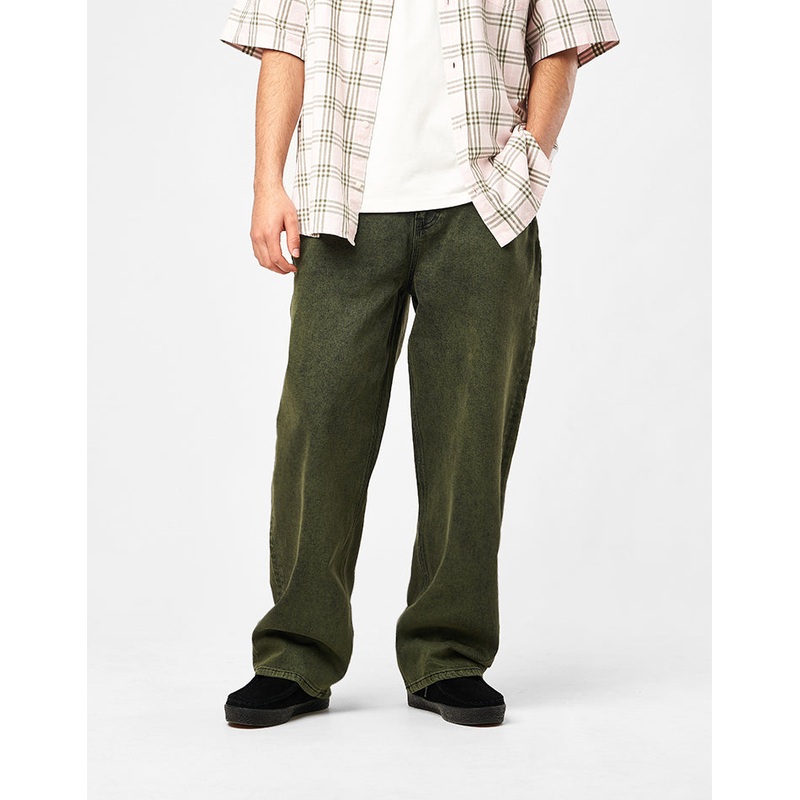 Route One Baggy Denim Jeans – Leaf Green