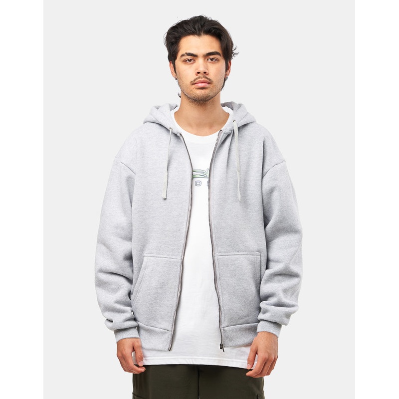 Route One Heavyweight Zip Hoodie (400gsm) – Heather Grey