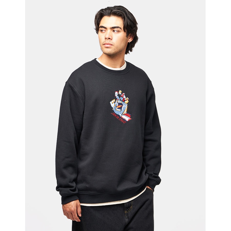 Santa Cruz Screaming Scratched Hand Strip Front Crew – Black