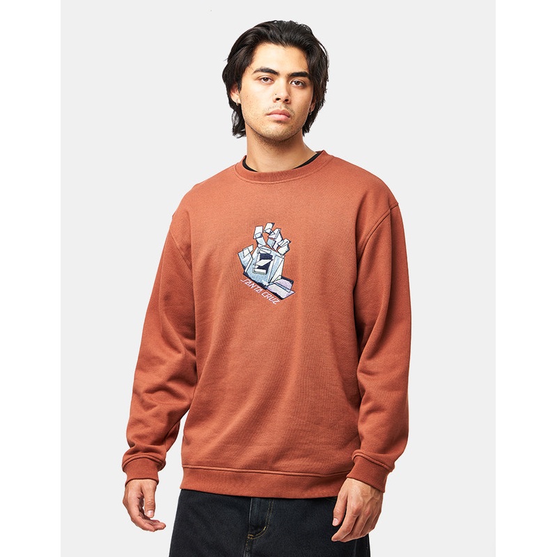 Santa Cruz Screaming Scratched Hand Strip Front Crew – Burnt Sienna