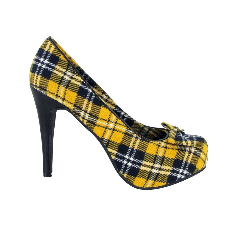Draven Peggy Yellow Plaid Pump Heels Women’s Shoes
