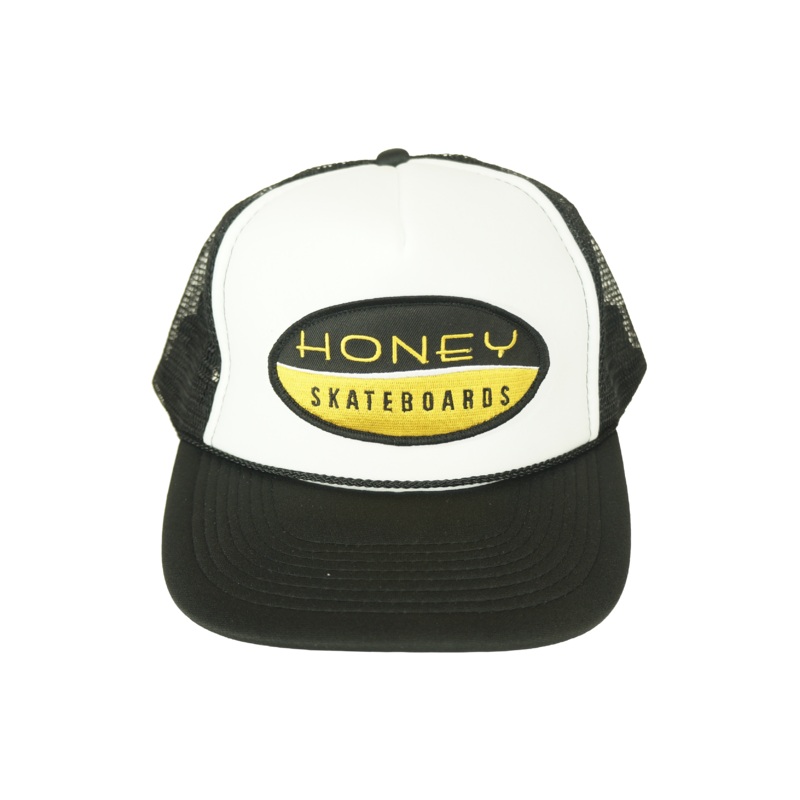 Honey Brand Logo Patch Trucker Hat- Black/White