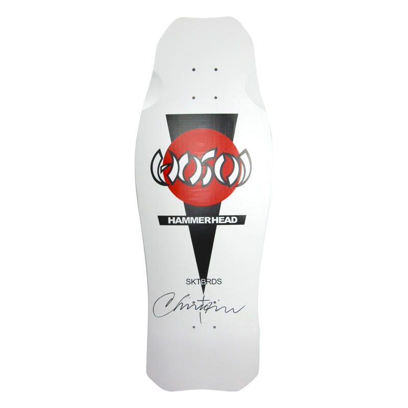 Hosoi Skateboards O.G. Hammerhead White Deck Signed  10.5″x31″