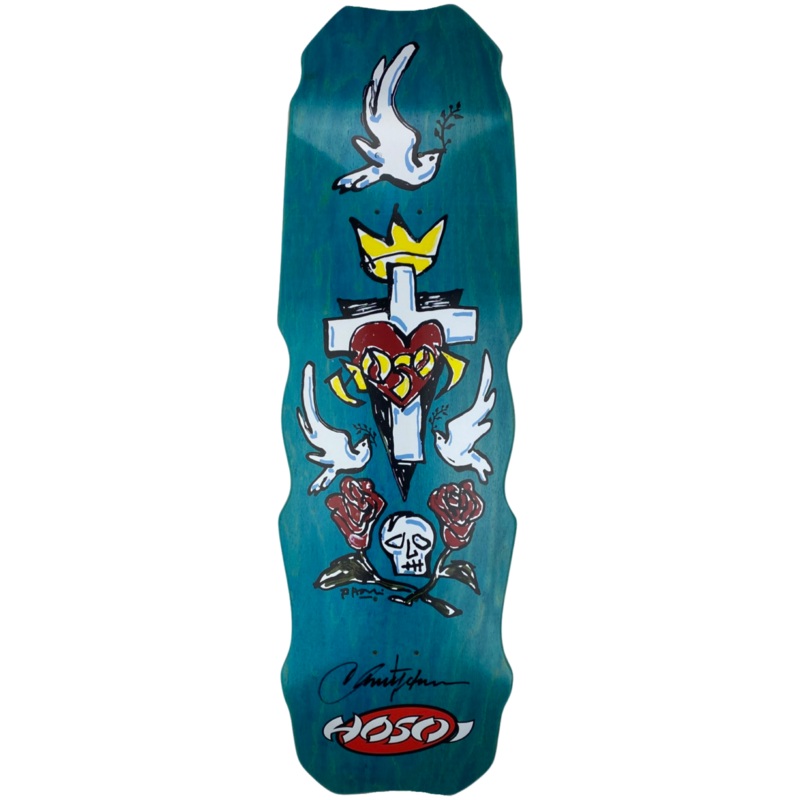 Hammerhead Hybrid Deck Turquoise Stain- Signed 9.5″ x 32.25″