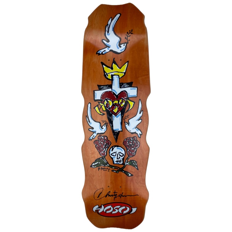 Hosoi Hammerhead Hybrid Deck Orange Stain Signed 9.5″ x 32.25″