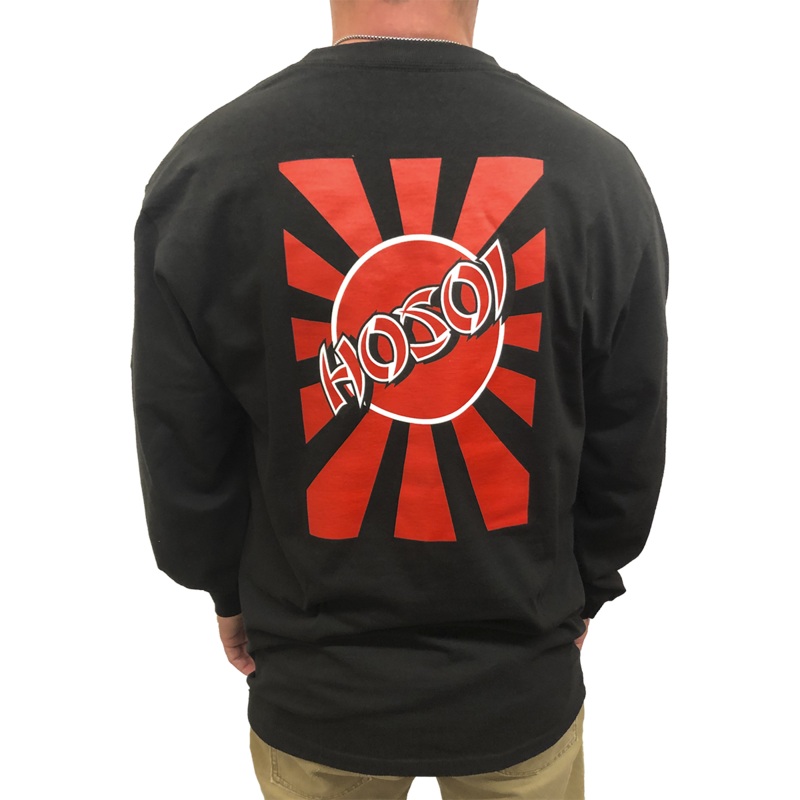 Hosoi Rising Sun Men’s Long Sleeve Shirt- Blk/Red/Wht