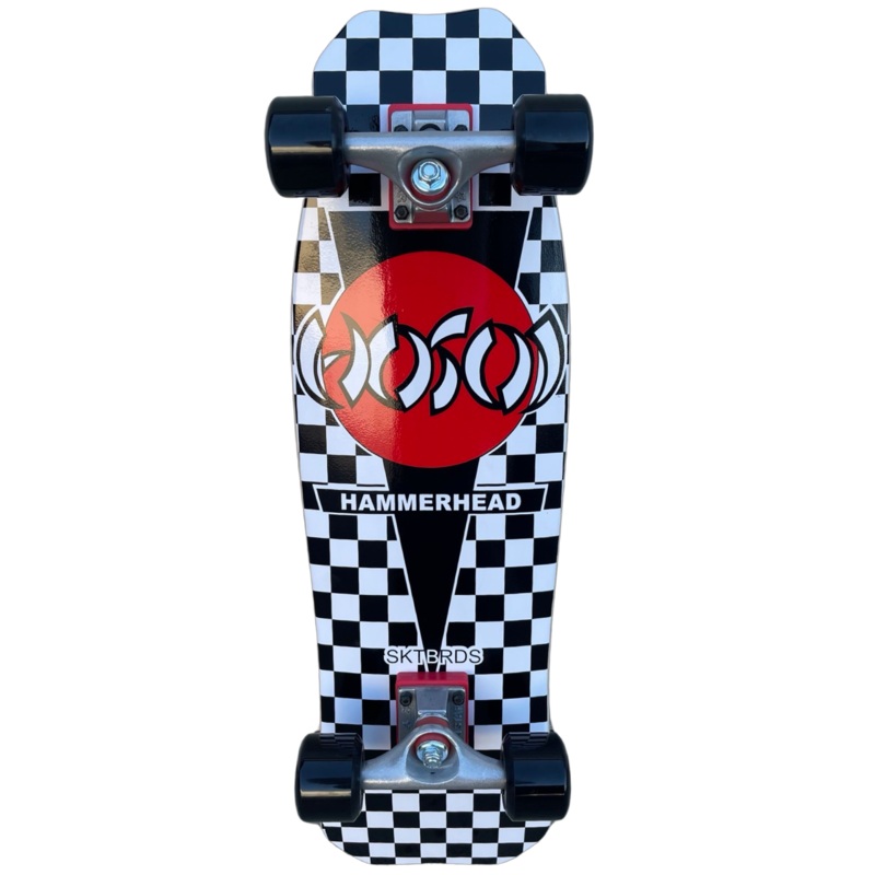 Hosoi Skateboards Hammerhead Black/White Checkerboard Mini Cruiser Complete  8.5″ x 28″