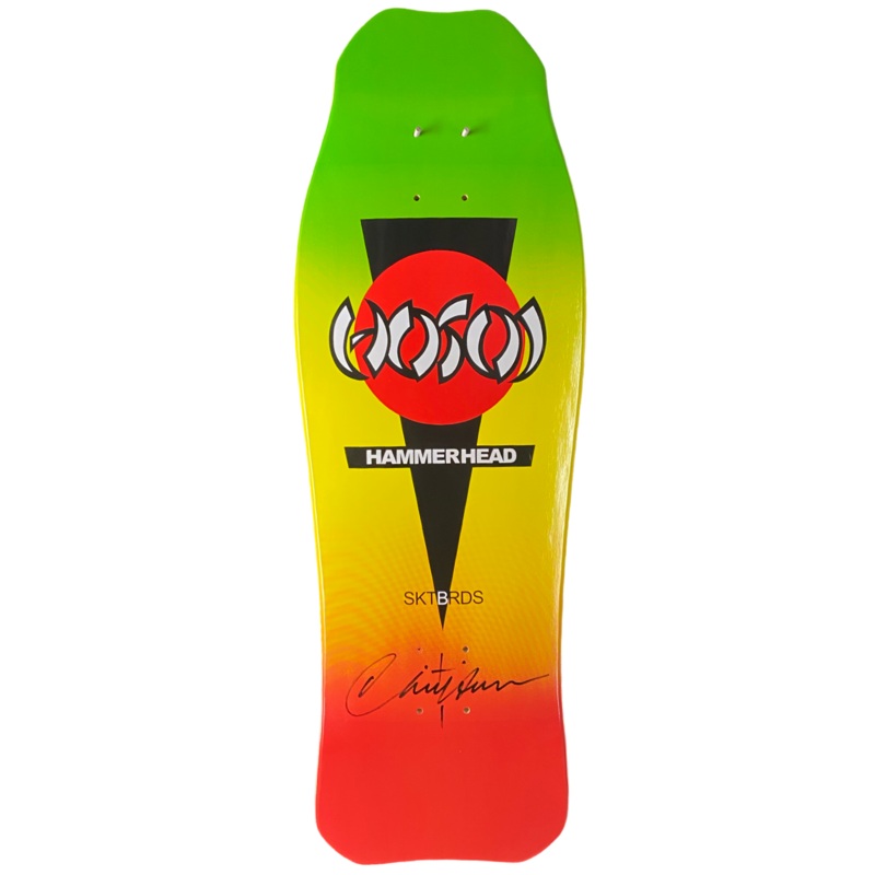 Hosoi Skateboards Hammerhead Rasta Double Kick Deck Signed  10.5″x31″