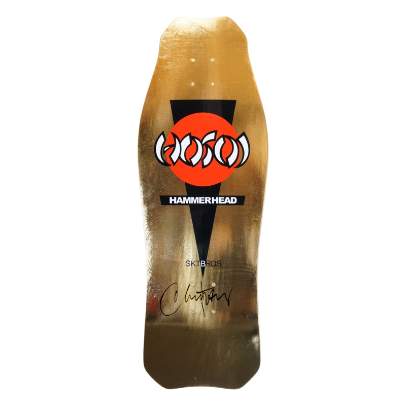 Hosoi Skateboards O.G. Hammerhead Gold Foil Deck Signed  10.5″x31″
