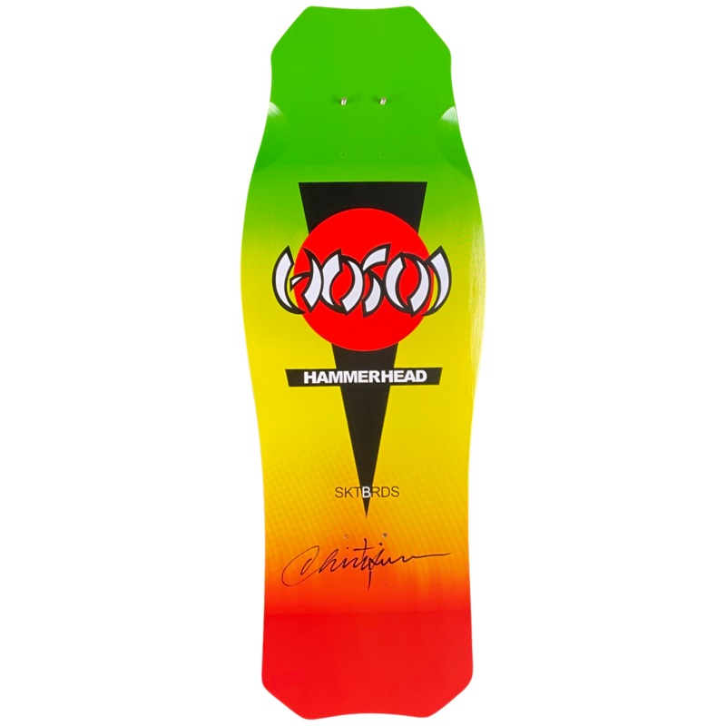 Hosoi Skateboards O.G. Hammerhead Rasta Deck Signed  10.5″x31″